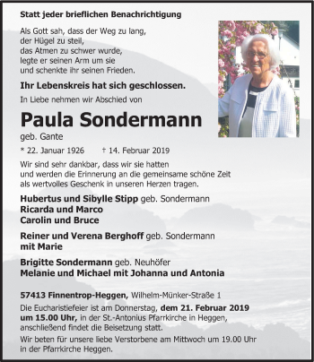 Traueranzeigen Von Paula Sondermann Trauer Nrw