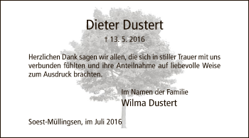 Traueranzeige von Dieter Dustert