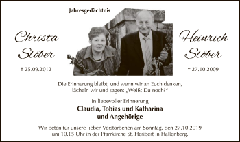 Traueranzeige von Christa und Heinrich Stöber