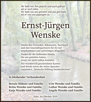 Traueranzeige von Ernst-Jürgen Wenske