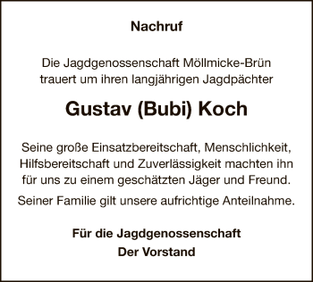 Traueranzeige von Gustav Koch