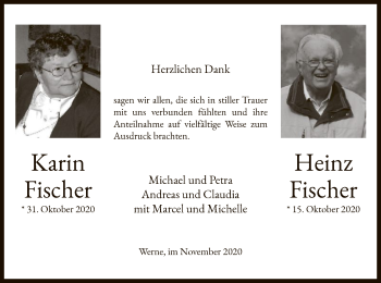 Traueranzeige von Karin und Heinz Fischer
