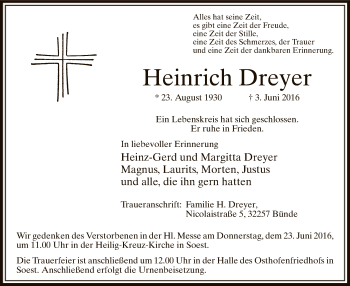 Traueranzeige von Heinrich Dreyer