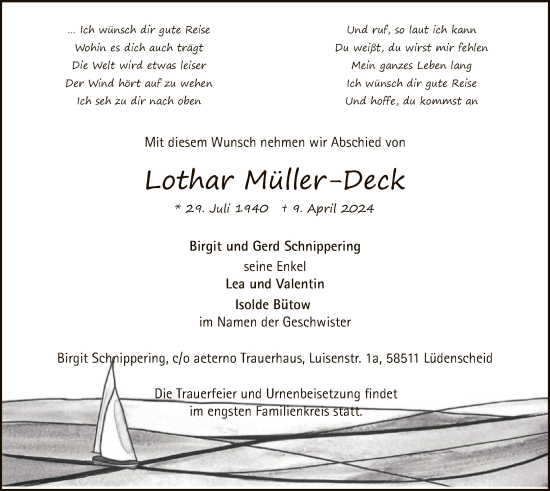 Traueranzeige von Lothar Müller-Deck