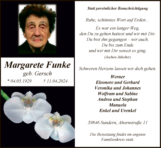 Zur Gedenkseite von Margarete