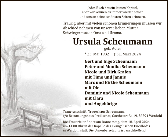 Traueranzeige von Ursula Scheumann