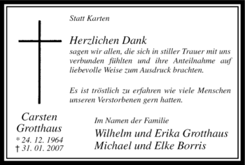 Traueranzeige von Carsten Grotthaus von WESTFÄLISCHER ANZEIGER