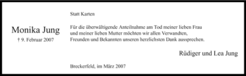 Traueranzeige von Monika Jung von WESTFÄLISCHER ANZEIGER
