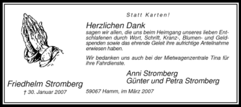 Traueranzeige von Friedhelm Stromberg von WESTFÄLISCHER ANZEIGER