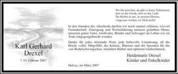 Traueranzeige von Karl Gerhard Drexel von WESTFÄLISCHER ANZEIGER