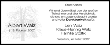 Traueranzeige von Albert Walz von WESTFÄLISCHER ANZEIGER