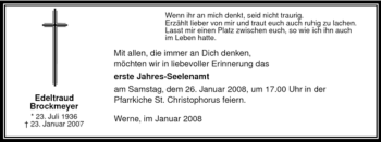 Traueranzeige von Edeltraud Brockmeyer von WESTFÄLISCHER ANZEIGER