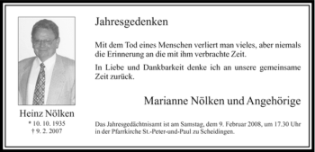 Traueranzeige von Heinz Nölken von WESTFÄLISCHER ANZEIGER