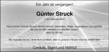Traueranzeige von Günter Struck von WESTFÄLISCHER ANZEIGER