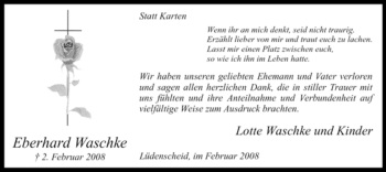 Traueranzeige von Eberhard Waschke von WESTFÄLISCHER ANZEIGER