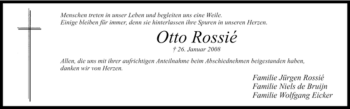 Traueranzeige von Otto Rossie von WESTFÄLISCHER ANZEIGER
