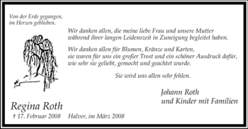 Traueranzeige von Regina Roth von WESTFÄLISCHER ANZEIGER