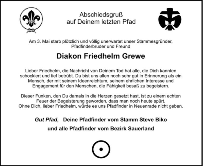  Traueranzeige für Friedhelm Grewe vom 16.05.2007 aus WESTFÄLISCHER ANZEIGER