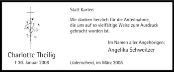 Traueranzeige von Charlotte Theilig von WESTFÄLISCHER ANZEIGER