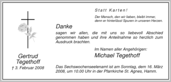 Traueranzeige von Tegethoff Gutrud von WESTFÄLISCHER ANZEIGER