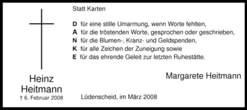 Traueranzeige von Heinz Heitmann von WESTFÄLISCHER ANZEIGER