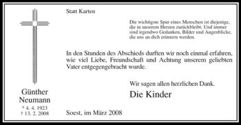 Traueranzeige von Günther Neumann von WESTFÄLISCHER ANZEIGER