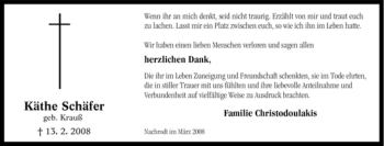 Traueranzeige von Käthe Schäfer von WESTFÄLISCHER ANZEIGER
