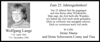 Traueranzeige von Wolfgang Wolfgang Lange von WESTFÄLISCHER ANZEIGER