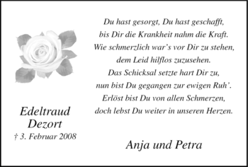 Traueranzeige von Edeltraud Dezort von WESTFÄLISCHER ANZEIGER