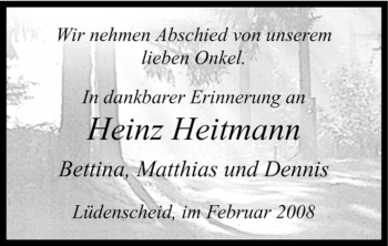Traueranzeige von Heinz Heitmann von WESTFÄLISCHER ANZEIGER