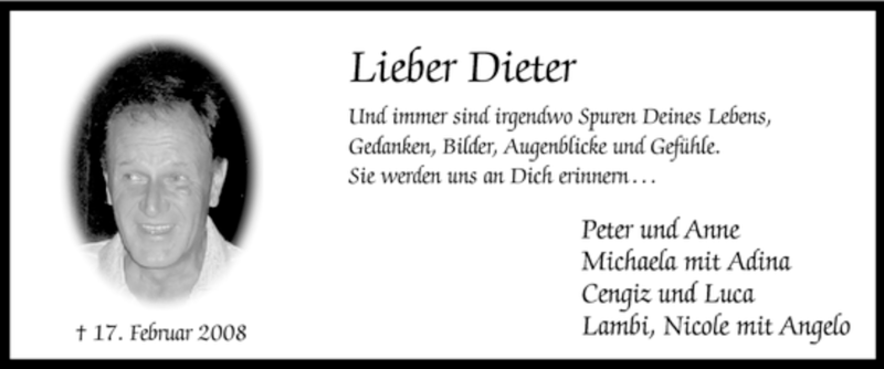  Traueranzeige für Dieter Osthaus vom 14.03.2008 aus WESTFÄLISCHER ANZEIGER