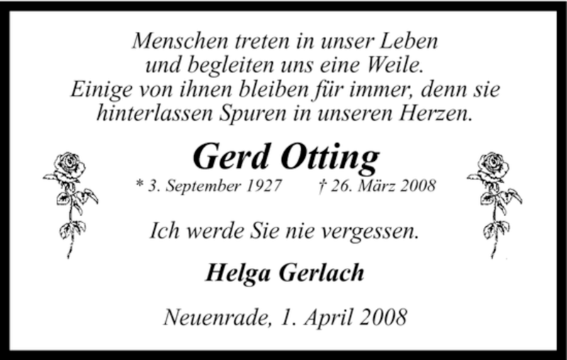  Traueranzeige für Gerd Otting vom 01.04.2008 aus WESTFÄLISCHER ANZEIGER