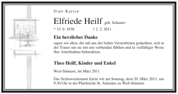 Traueranzeige von Elfriede Heilf von WESTFÄLISCHER ANZEIGER