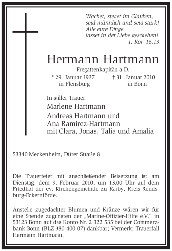 Traueranzeige von Hermann Hartmann von WESTFÄLISCHER ANZEIGER