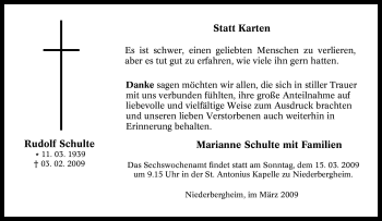 Traueranzeige von Rudolf Schulte von WESTFÄLISCHER ANZEIGER