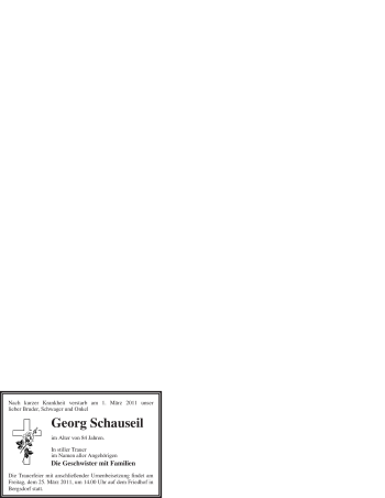 Traueranzeige von Georg Schauseil von WESTFÄLISCHER ANZEIGER