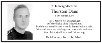 Traueranzeige von Thorsten Daus von WESTFÄLISCHER ANZEIGER