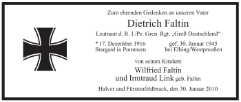 Traueranzeige von Dietrich Faltin von WESTFÄLISCHER ANZEIGER