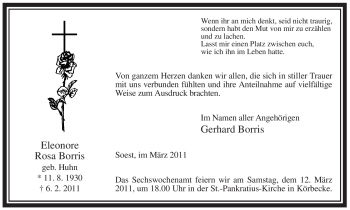 Traueranzeige von Eleonore Rosa Borris von WESTFÄLISCHER ANZEIGER