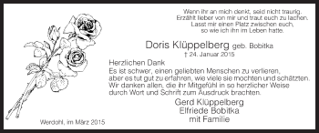 Traueranzeige von Gerd Klüppelberg von MZV