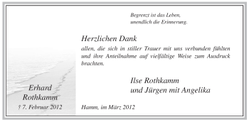 Traueranzeige von Erhard Rothkamm von WESTFÄLISCHER ANZEIGER