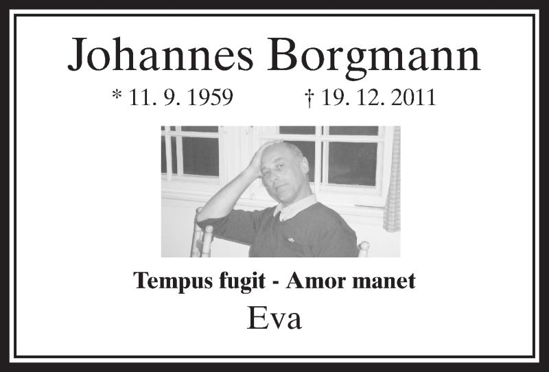  Traueranzeige für Johannes Borgmann vom 19.12.2014 aus MZV
