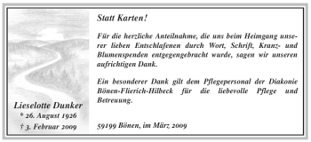 Traueranzeige von Lieselotte Dunker von WESTFÄLISCHER ANZEIGER