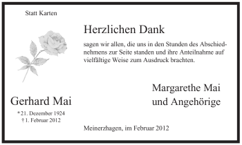 Traueranzeige von Gerhard Mai von WESTFÄLISCHER ANZEIGER