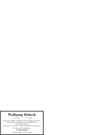 Traueranzeige von Wolfgang Habeck von WESTFÄLISCHER ANZEIGER