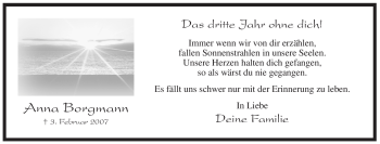 Traueranzeige von Anna Borgmann von WESTFÄLISCHER ANZEIGER