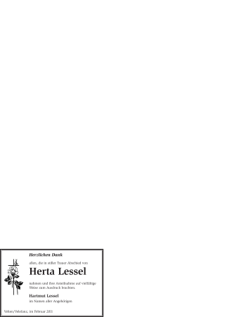 Traueranzeige von Herta Lessel von WESTFÄLISCHER ANZEIGER