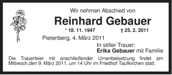 Traueranzeige von Reinhard Gebauer von WESTFÄLISCHER ANZEIGER