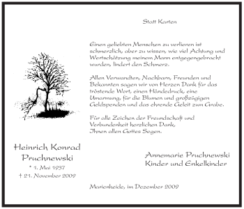 Traueranzeige von Heinrich Konrad Pruchnewski von WESTFÄLISCHER ANZEIGER