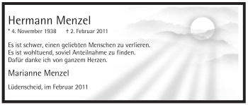 Traueranzeige von Hermann Menzel von WESTFÄLISCHER ANZEIGER